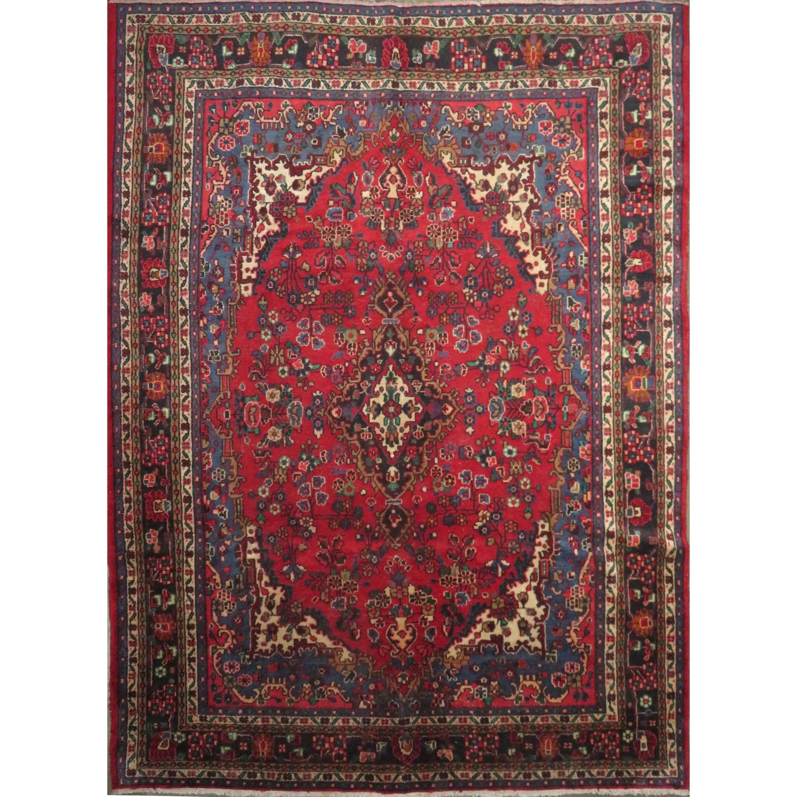 One Of The Kind Hand-Knotted Persian Wool Rug _ Luxurious Vintage Design, 11'10" x 8'8", Artisan Crafted